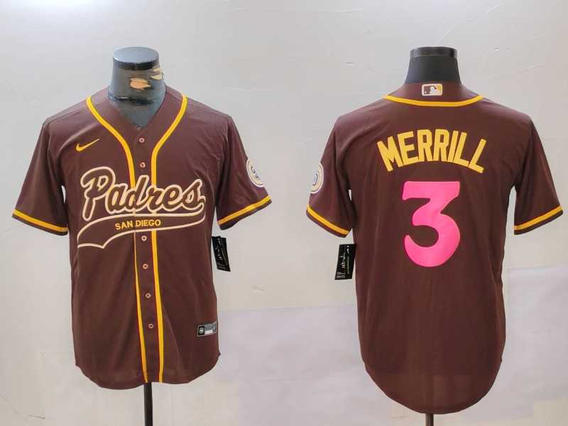Men's San Diego Padres #3 Jackson Merrill Brown Cool Base Stitched Baseball Jerseys,We sell and wholesale Men's San Diego Padres #3 Jackson Merrill Brown Cool Base Stitched Baseball Jerseys on line form chian!